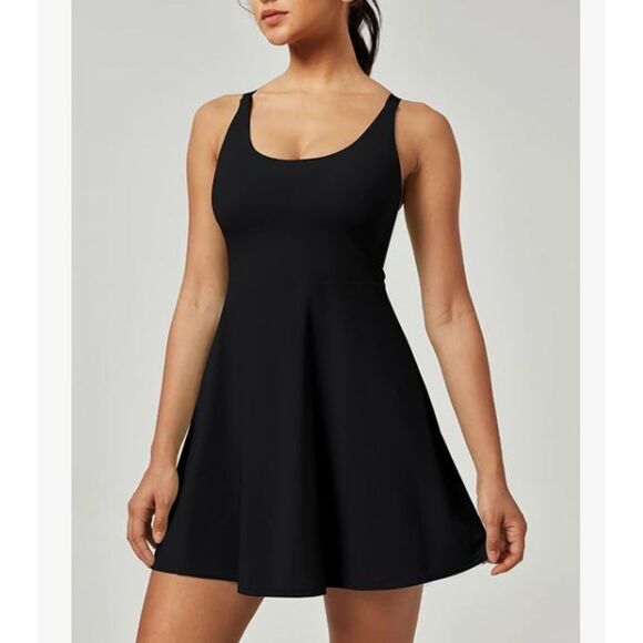 NEW Heathyoga Black Tennis Dress Size M NWT Inner Short Pockets Adjustable Strap - Picture 1 of 7